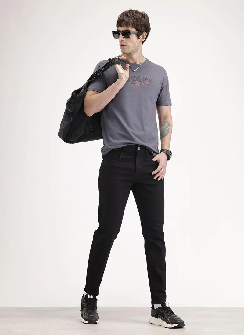 روجن Solid Skinny Crop Denim Jeans | Black